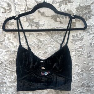 Urban Outfitters Black Velvet Crop Top
